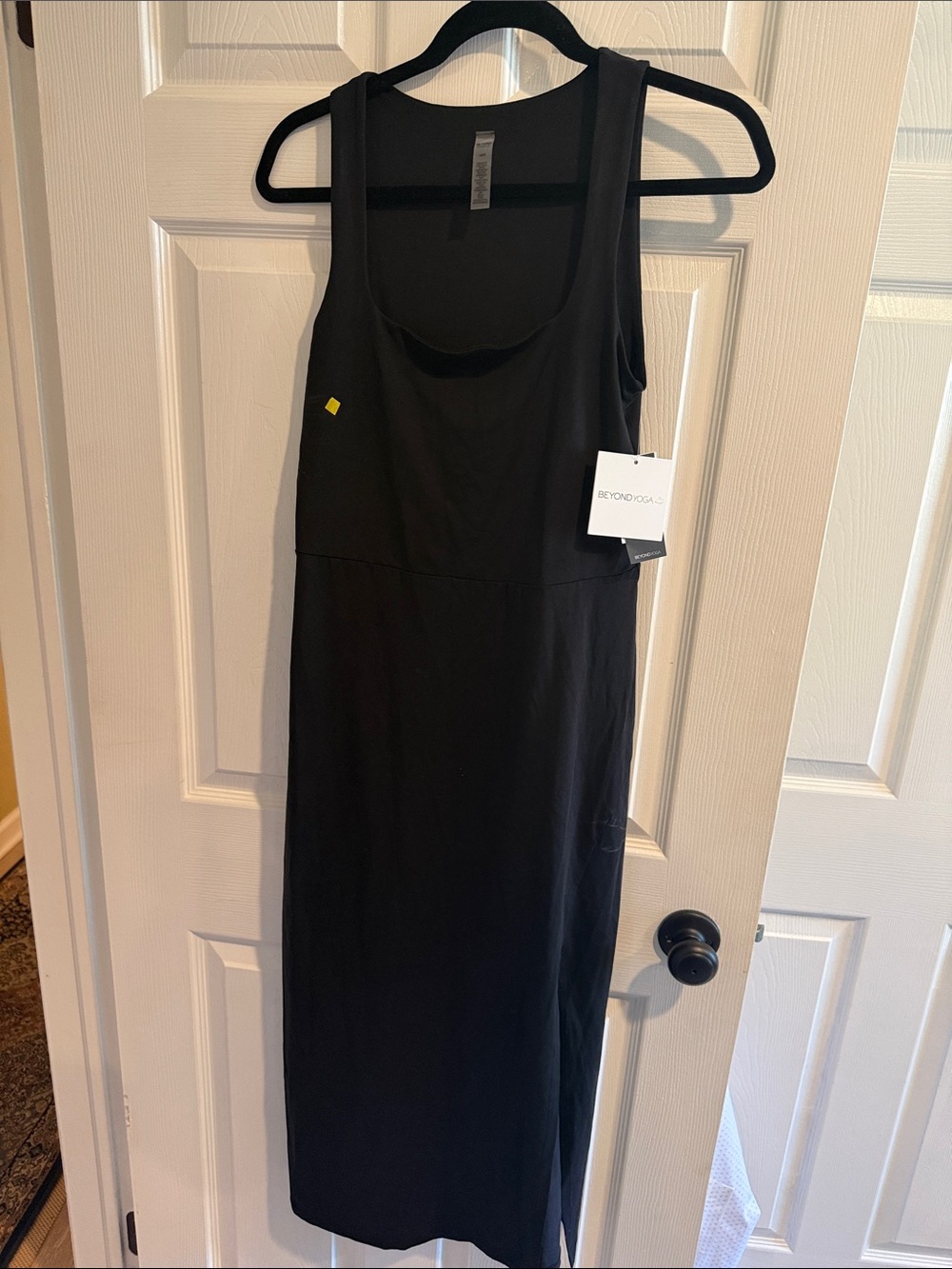Beyond Yoga Black Sleeveless Midi Tank Dress with Scoop Neck